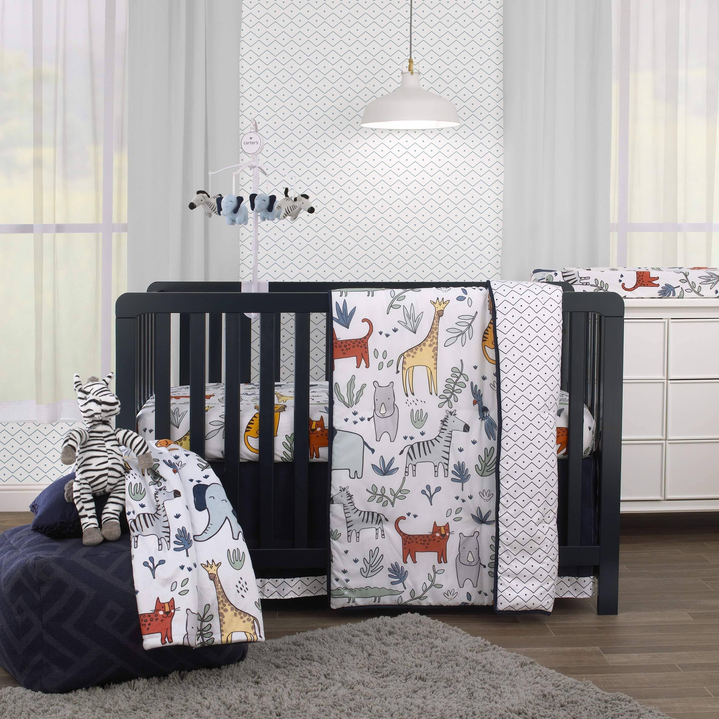 Grey 4-Piece Crib Bedding Set T537572