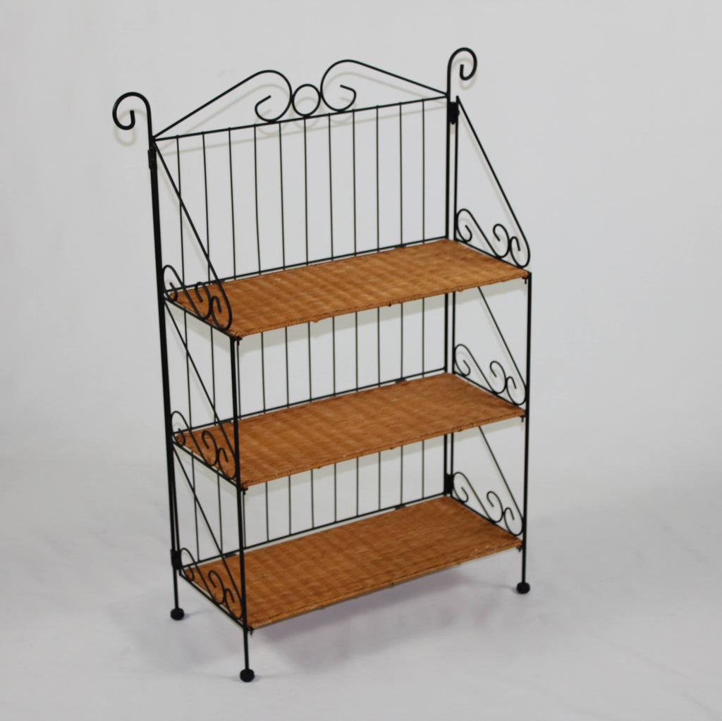 3 Tier Wicker Metal Bookcase E972696