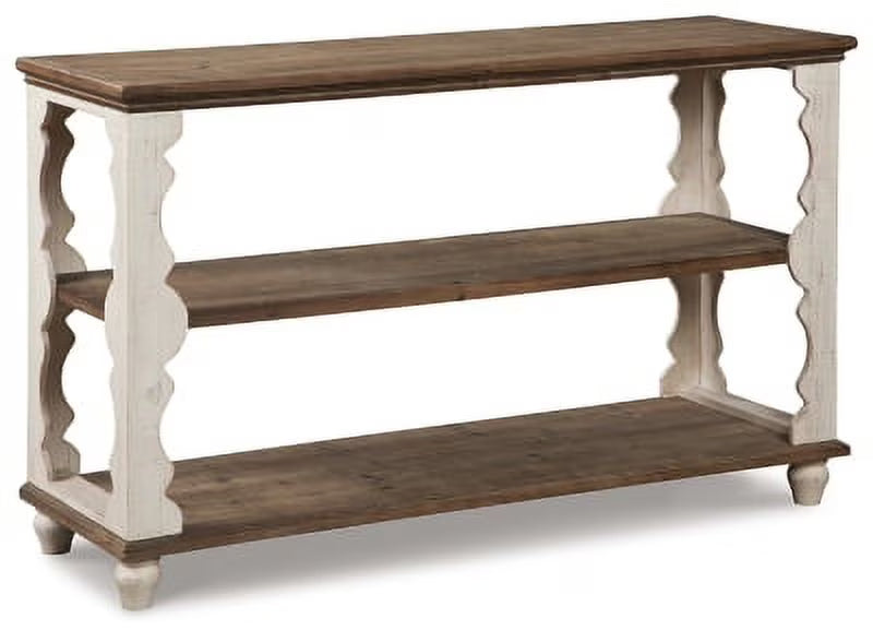 Antique White/Brown Sofa Console Table Q229999