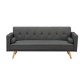 Dark Gray Fabric Futon Sofa Bed with Two Pillows D79172