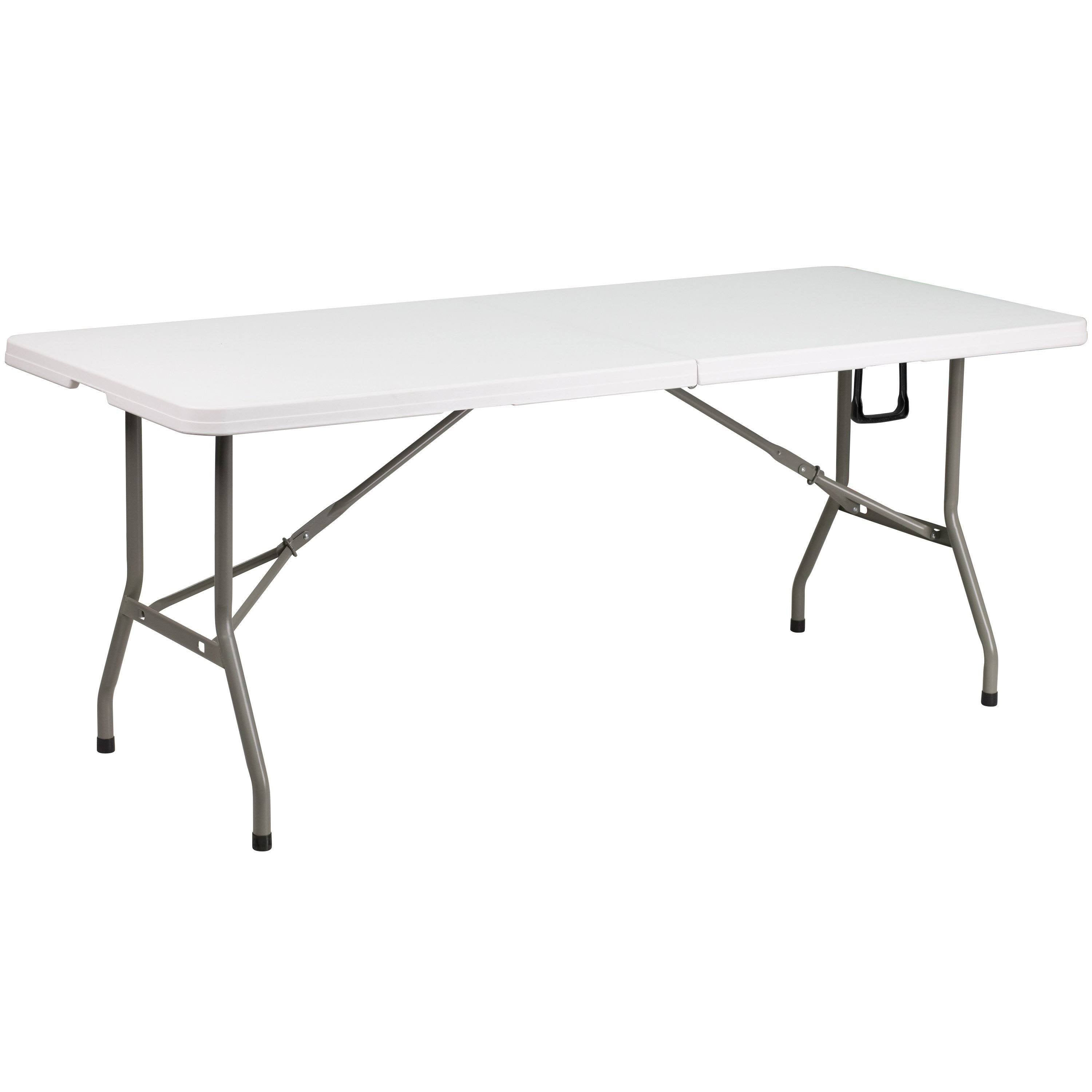 Brown Wood Grain Plastic Folding Table with Carrying Handle F3100