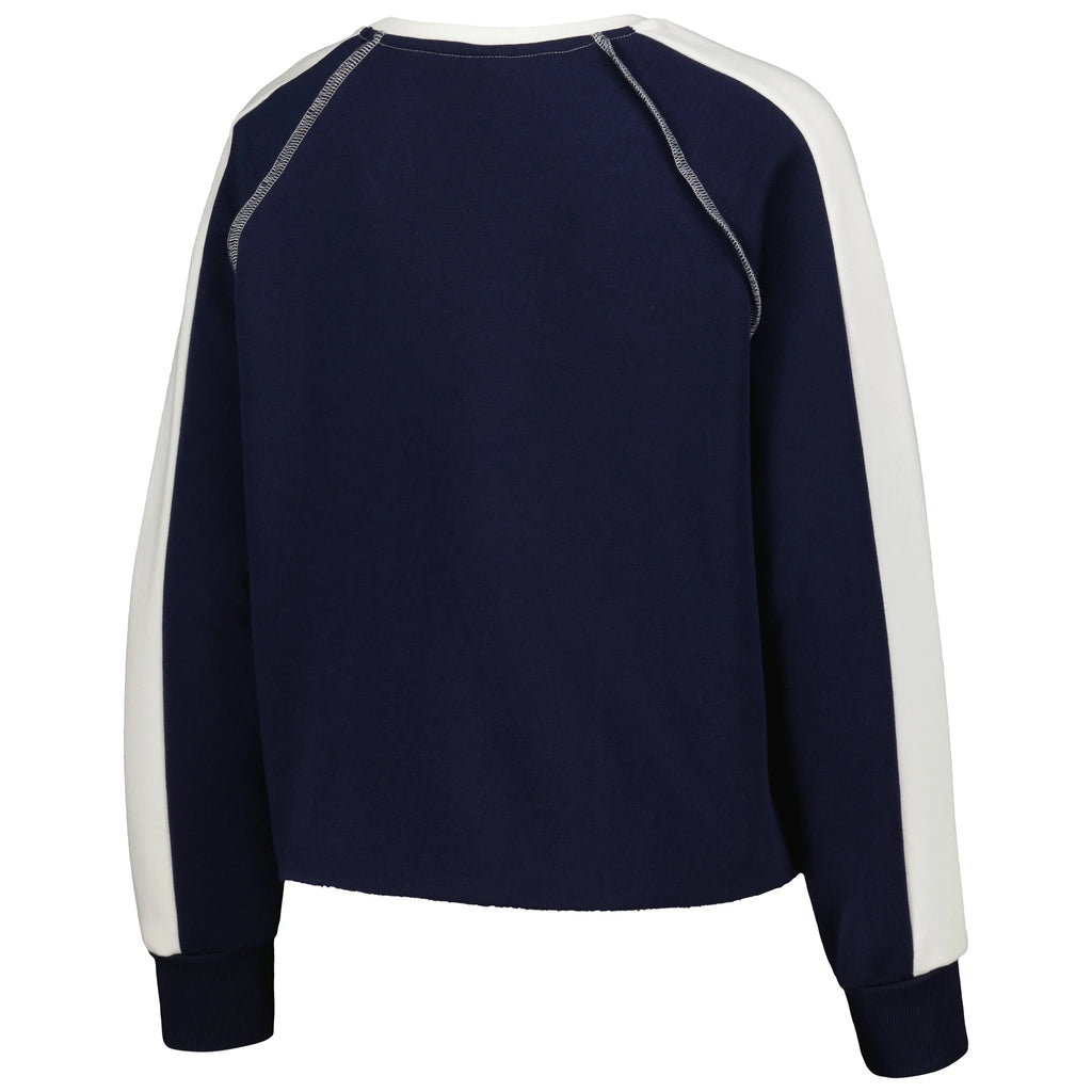 Navy Raglan-Cropped Pullover Sweatshirt U20671