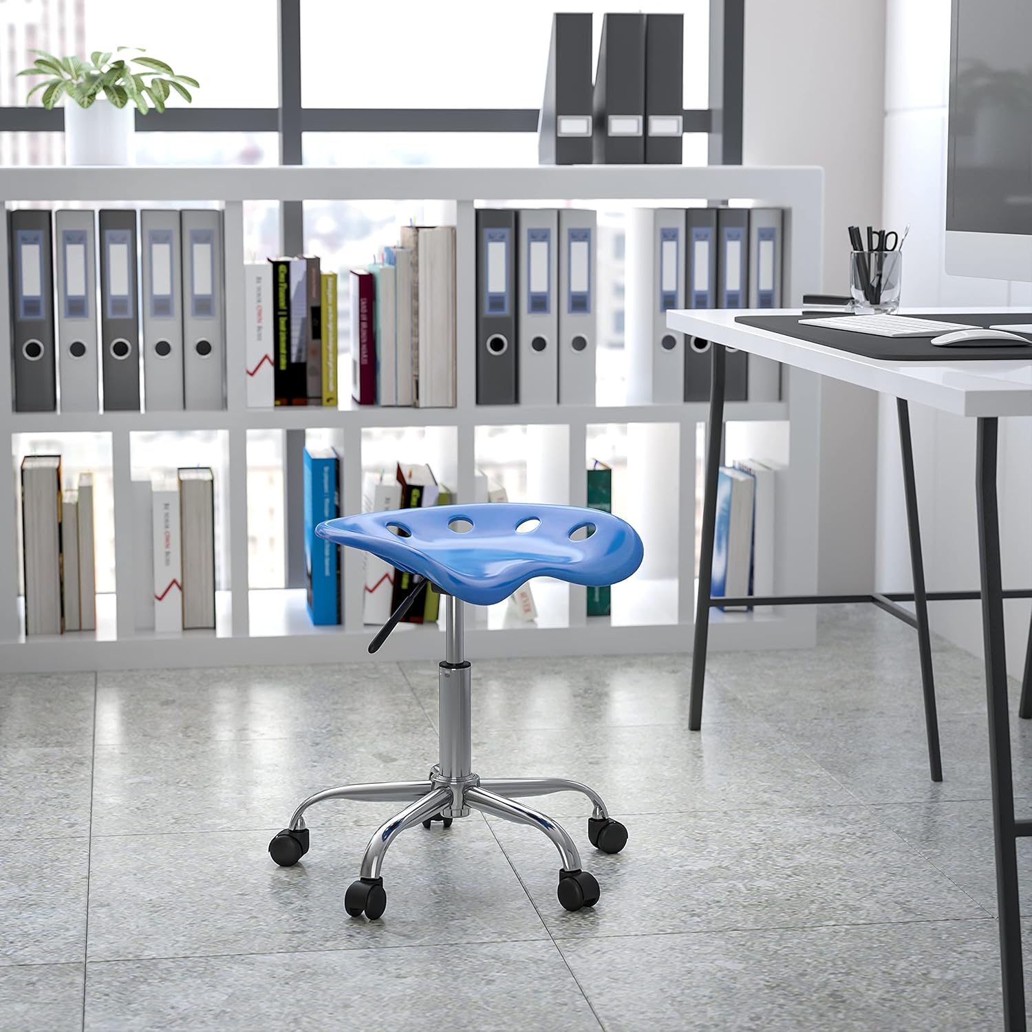 Black and Chrome Drafting Stool with Tractor Seat Pack of 2 B908557