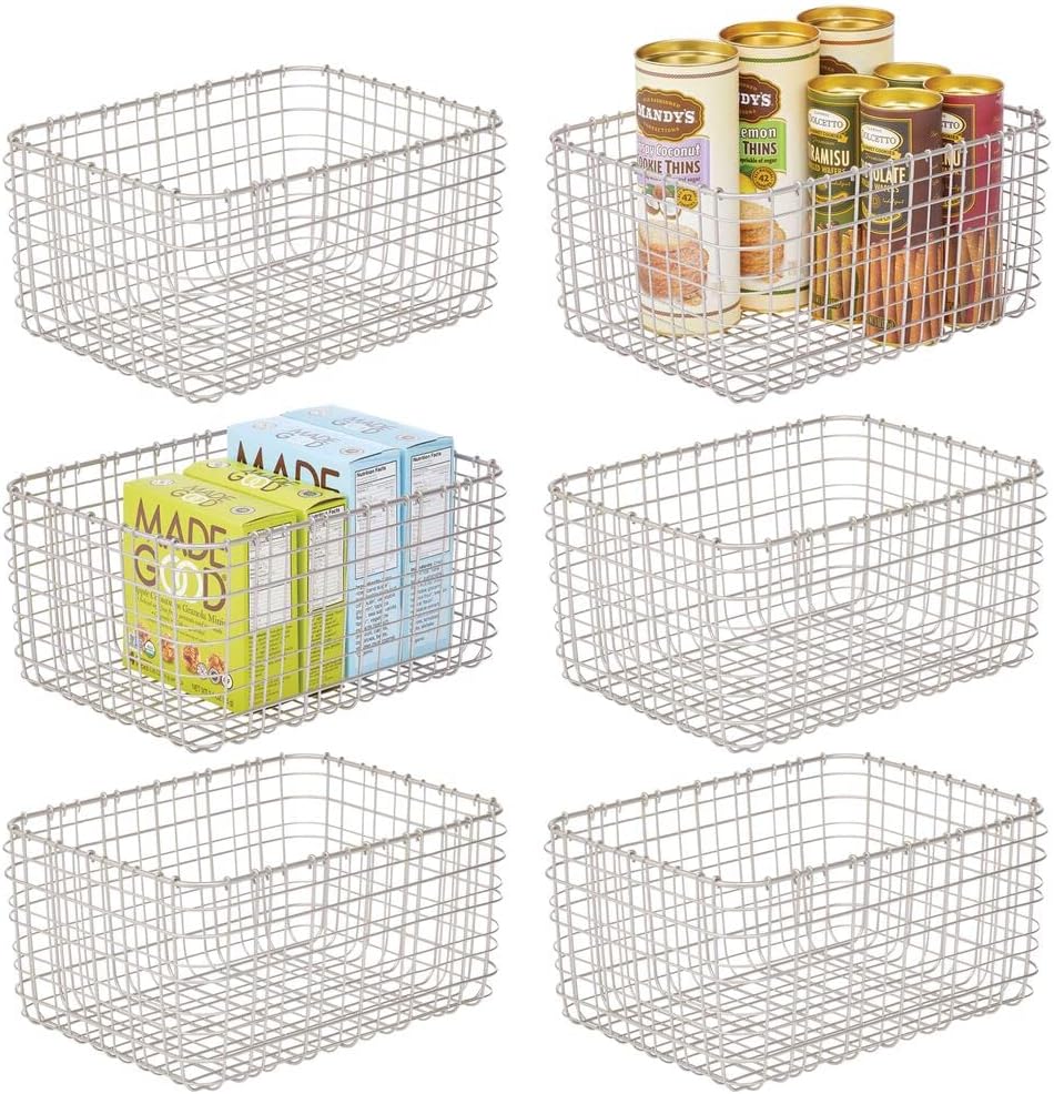 Metal Wire Food Organizer Storage Bin Basket, 6 Pack W3879