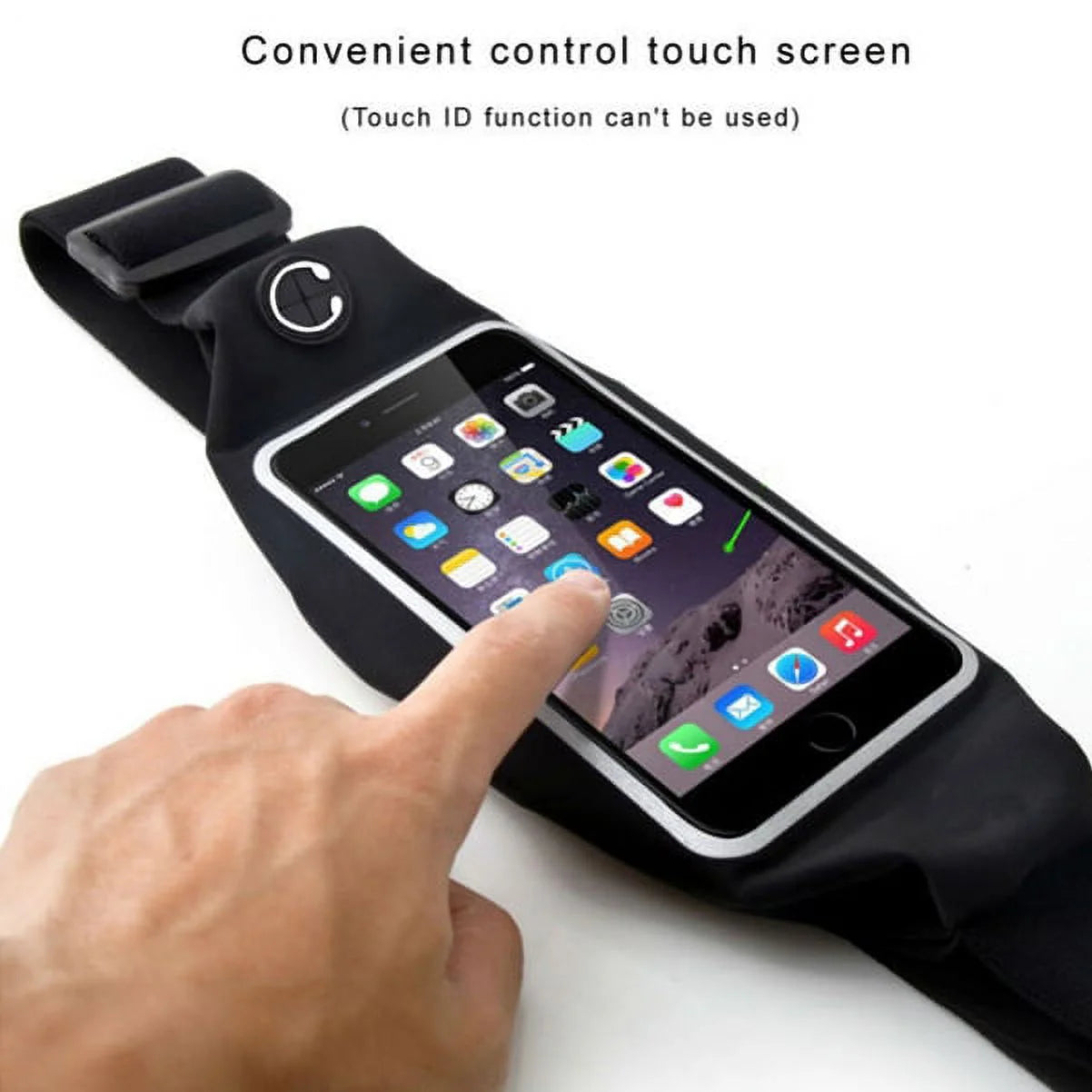 Black Sports Running Waist Bag Belt Case with Retractable Headset Hands-free with Mic L380000