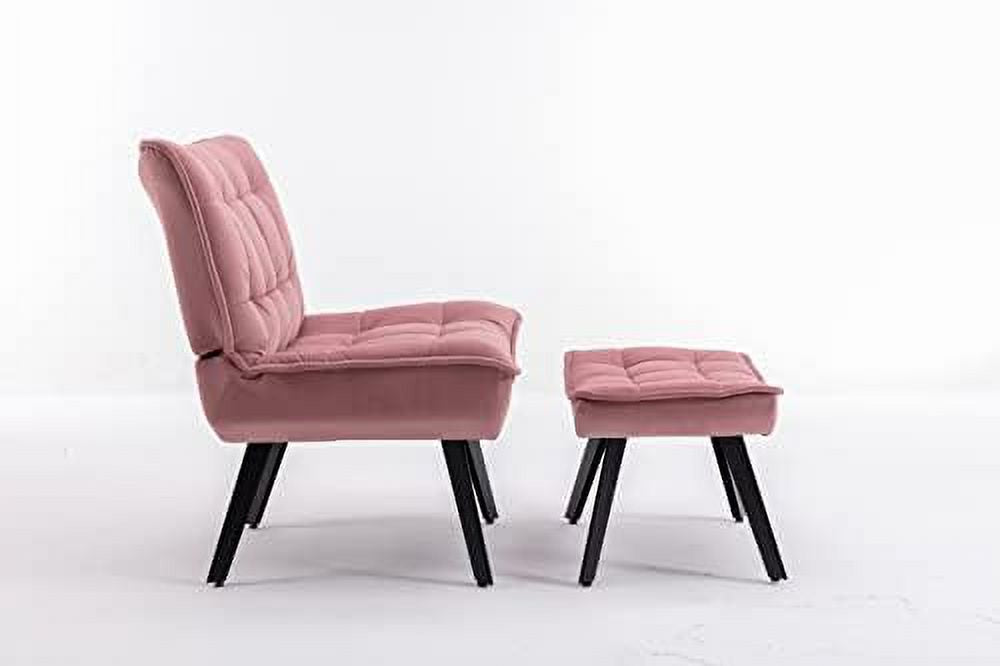 Pink Velvet Accent Chair with Ottoman K63072