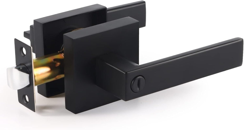6 Pack Heavy Duty Entry Lever Door Handle and Single Cylinder Deadbolt Lock Set, Matte Black X7019