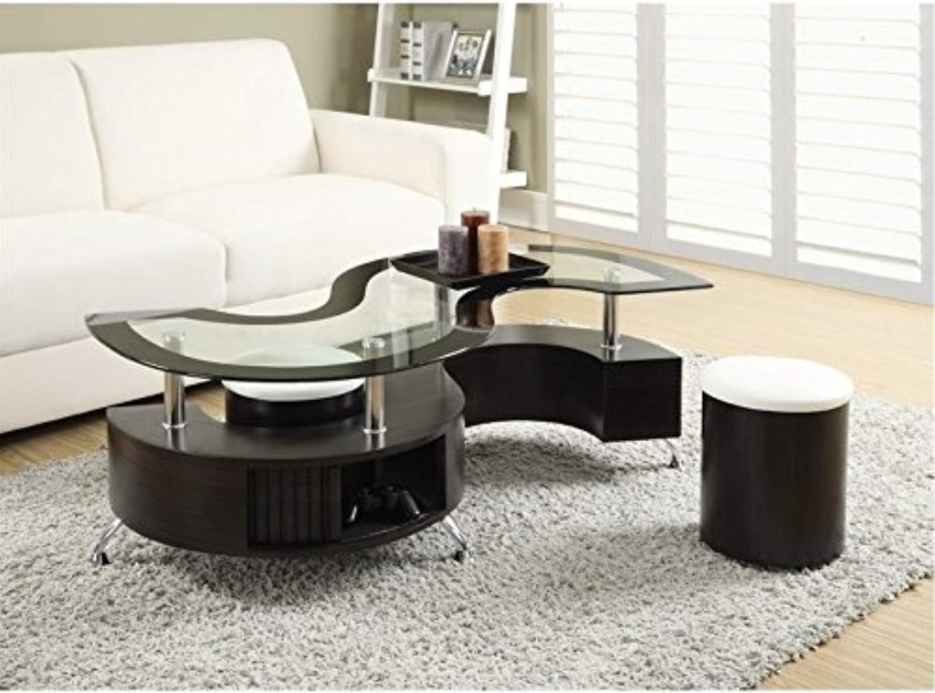 Cappuccino Coffee Table with Stools C75231