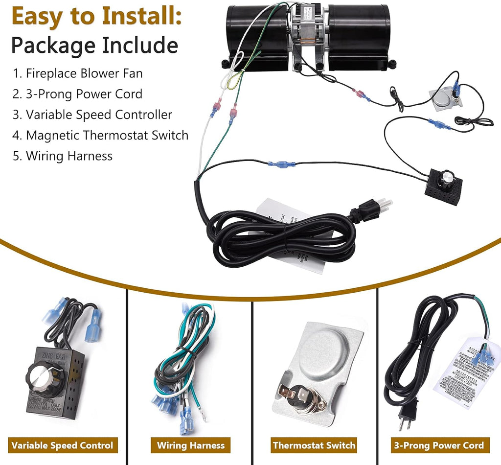 Fireplace Blower Fan Kit for Wood Stove Insert X88019