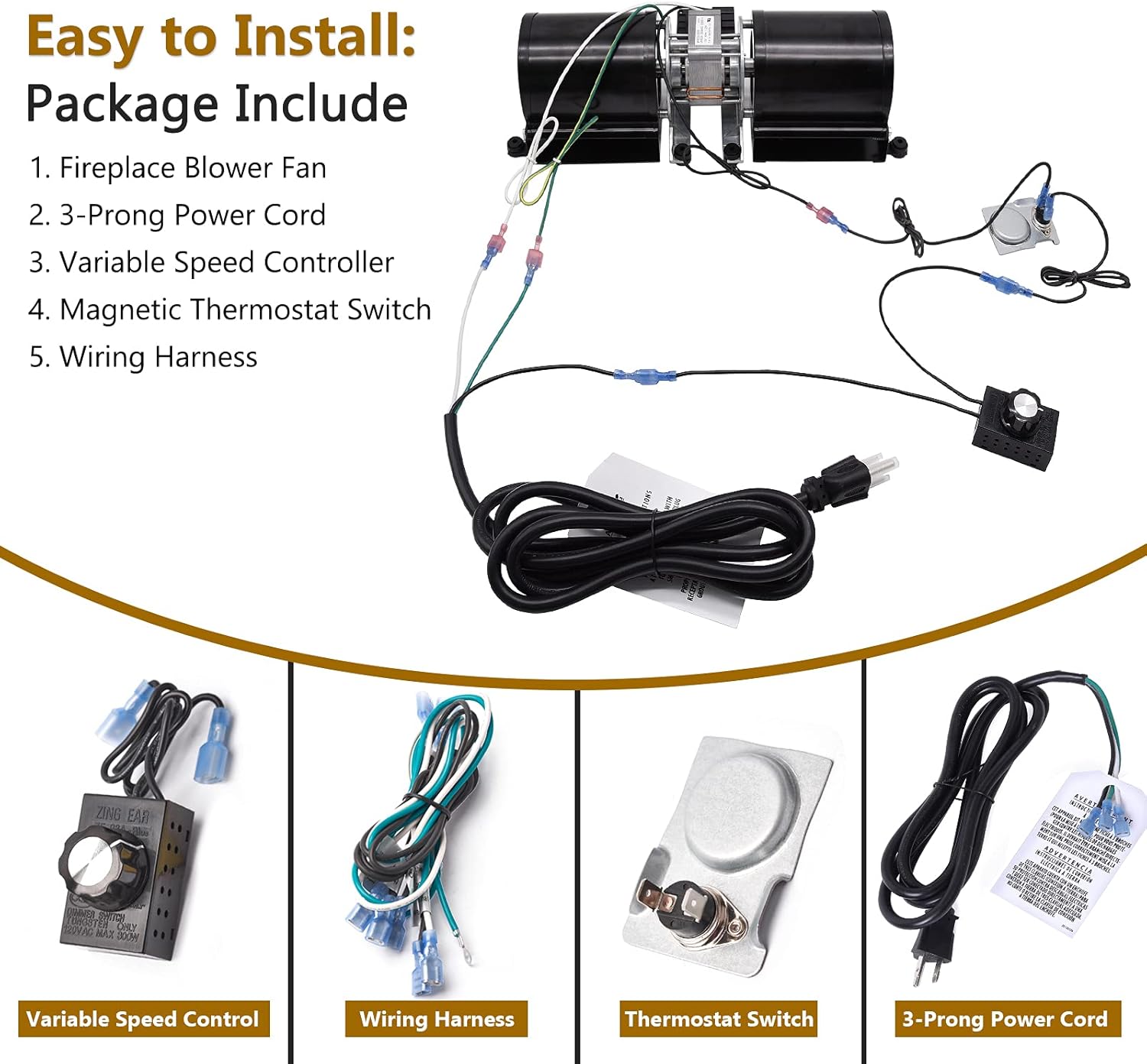 Fireplace Blower Fan Kit for Wood Stove Insert X88019