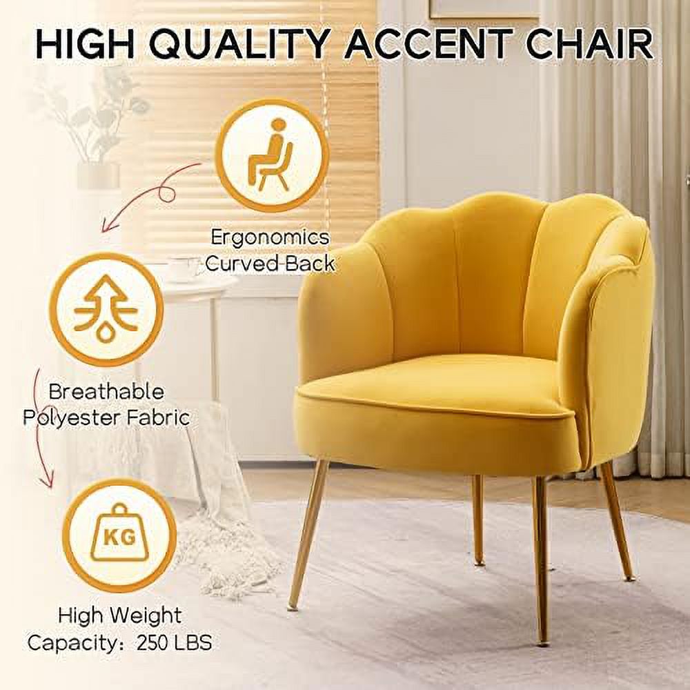 Velvet Accent Barrel Chairs with Golden Metal Legs R940837