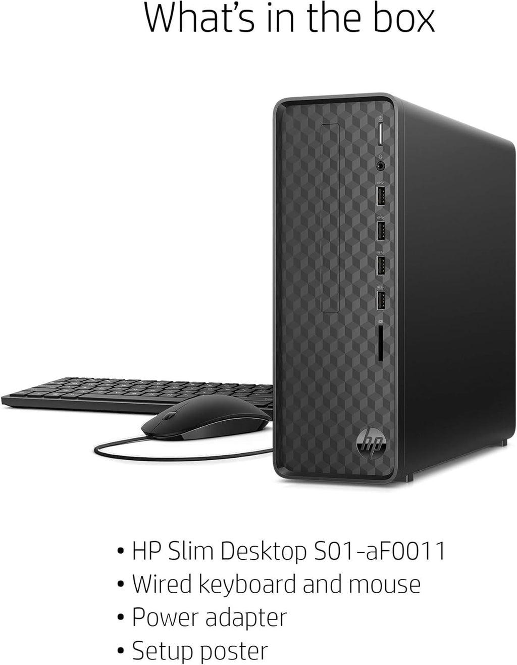 HP Slim Desktop, AMD Athlon Silver 3050U, 4GB RAM, 256 GB SSD, Windows 10 Home, Black M71178