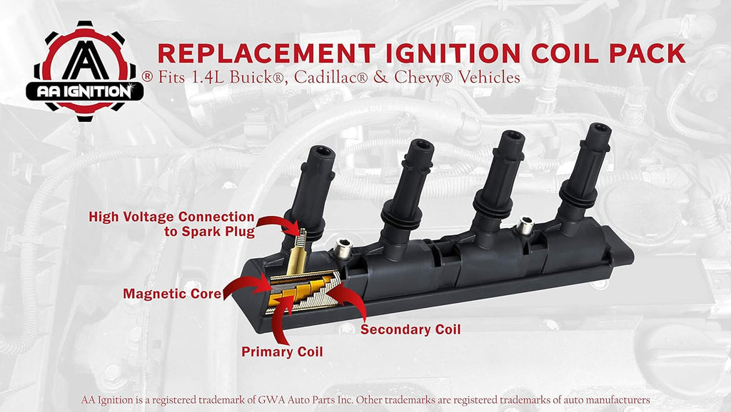 Ignition Coil Pack Compatible with 2011-2018 1.4L Encore, Cruze, Sonic, Trax, Volt Pack of 2 F821000