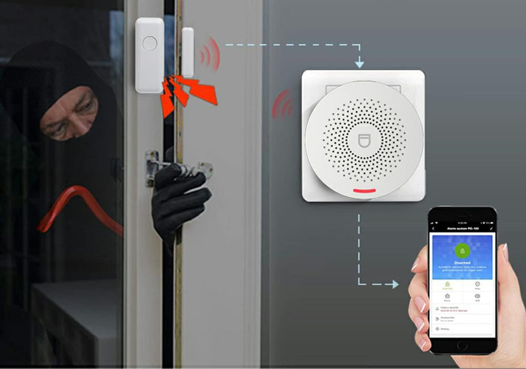 8 Pieces Smart Home Security System Kit with Alarm Siren, Door Window Sensor, Remote M8361