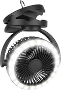 Black Rechargeable Clip on Fan with Light, Pack of 2 L570841