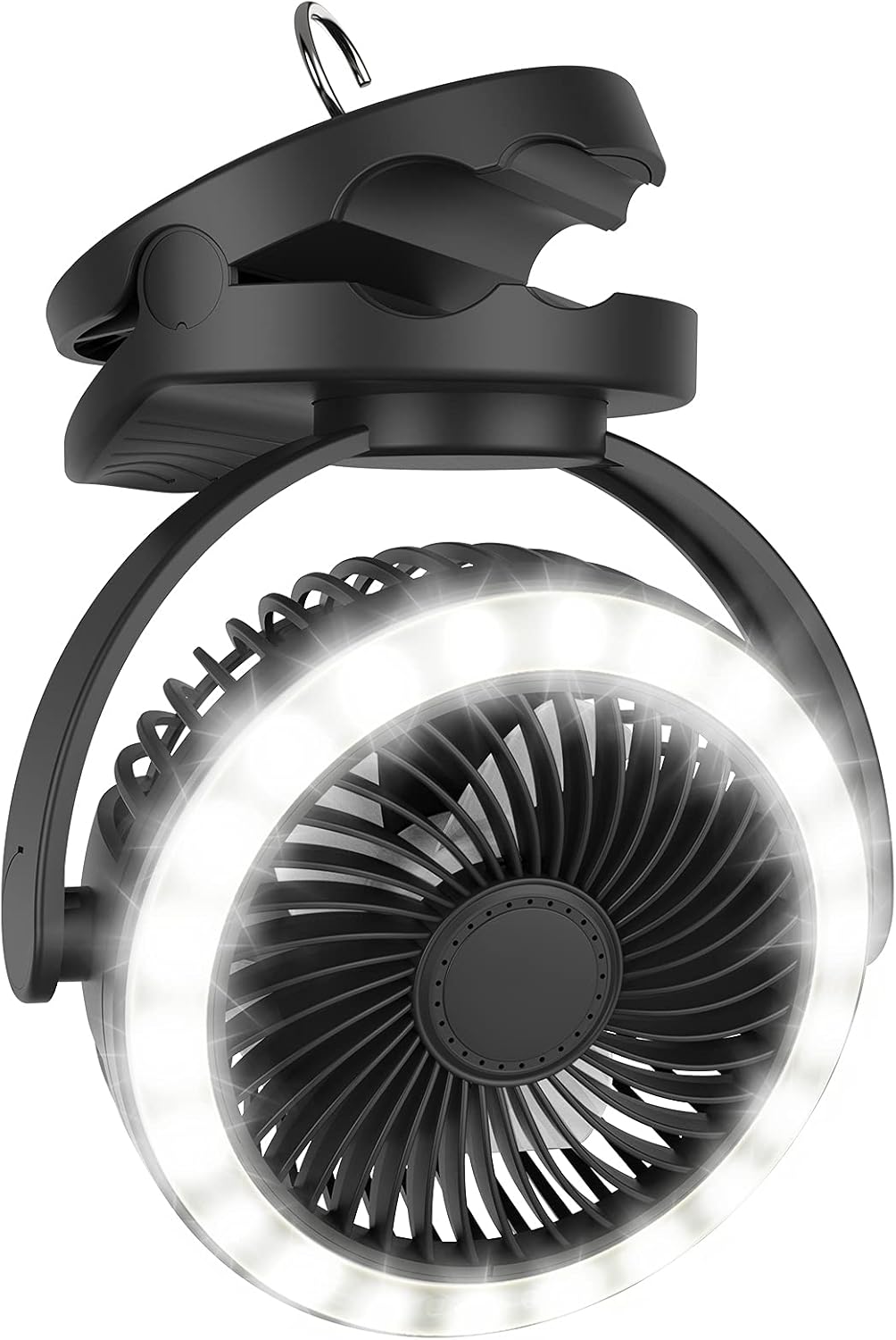 Black Rechargeable Clip on Fan with Light, Pack of 2 L570841