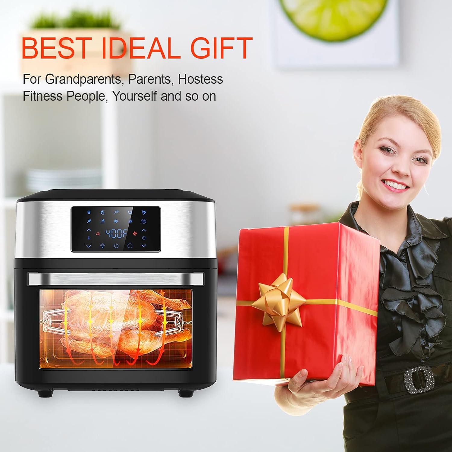 10-in-1 20 Quart Air Fryer Toaster Oven Combo with Rotisserie Dehydrator I63835