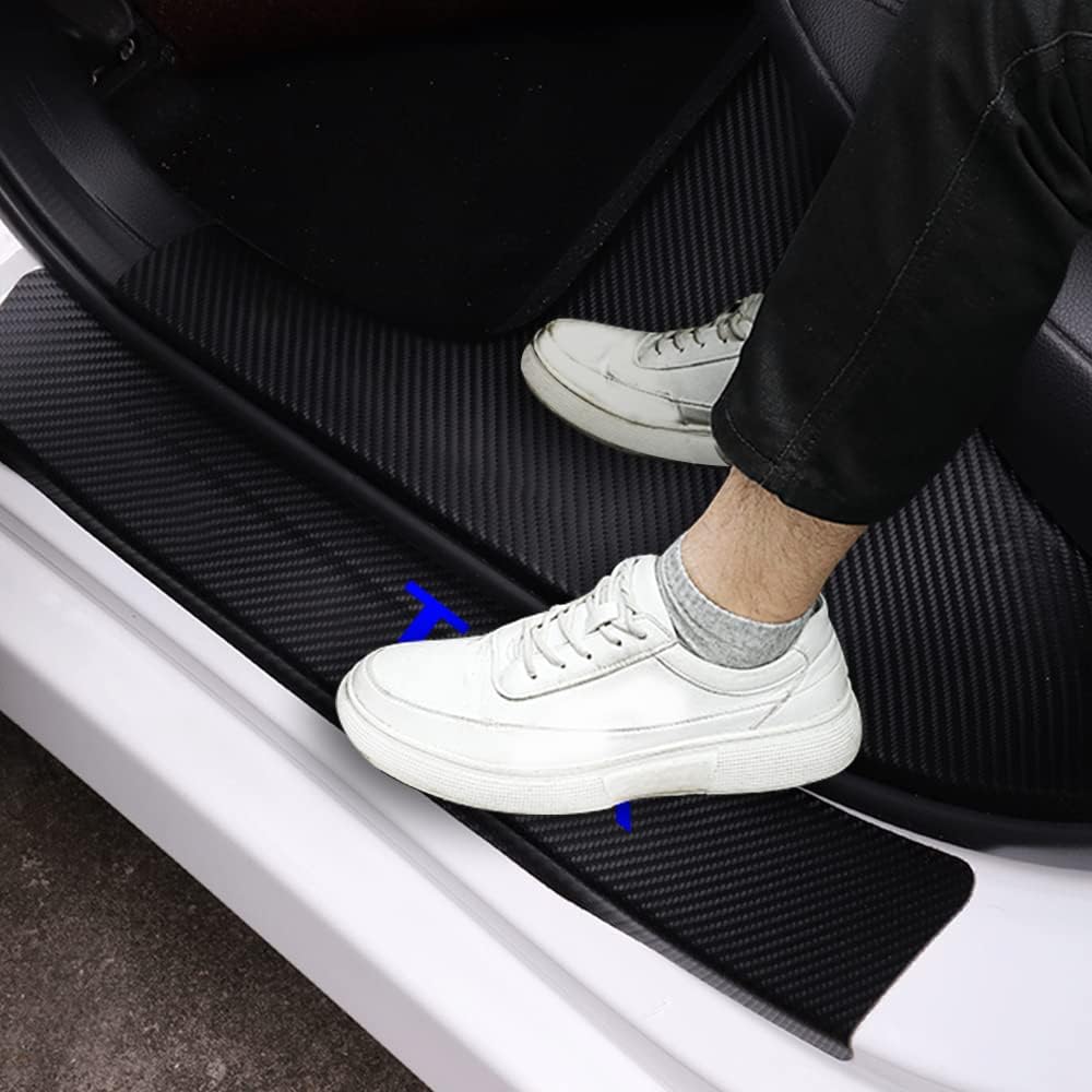 Carbon Fibre Vinyl Car Door Sill Protector Decal Sticker 4PCS White E312686