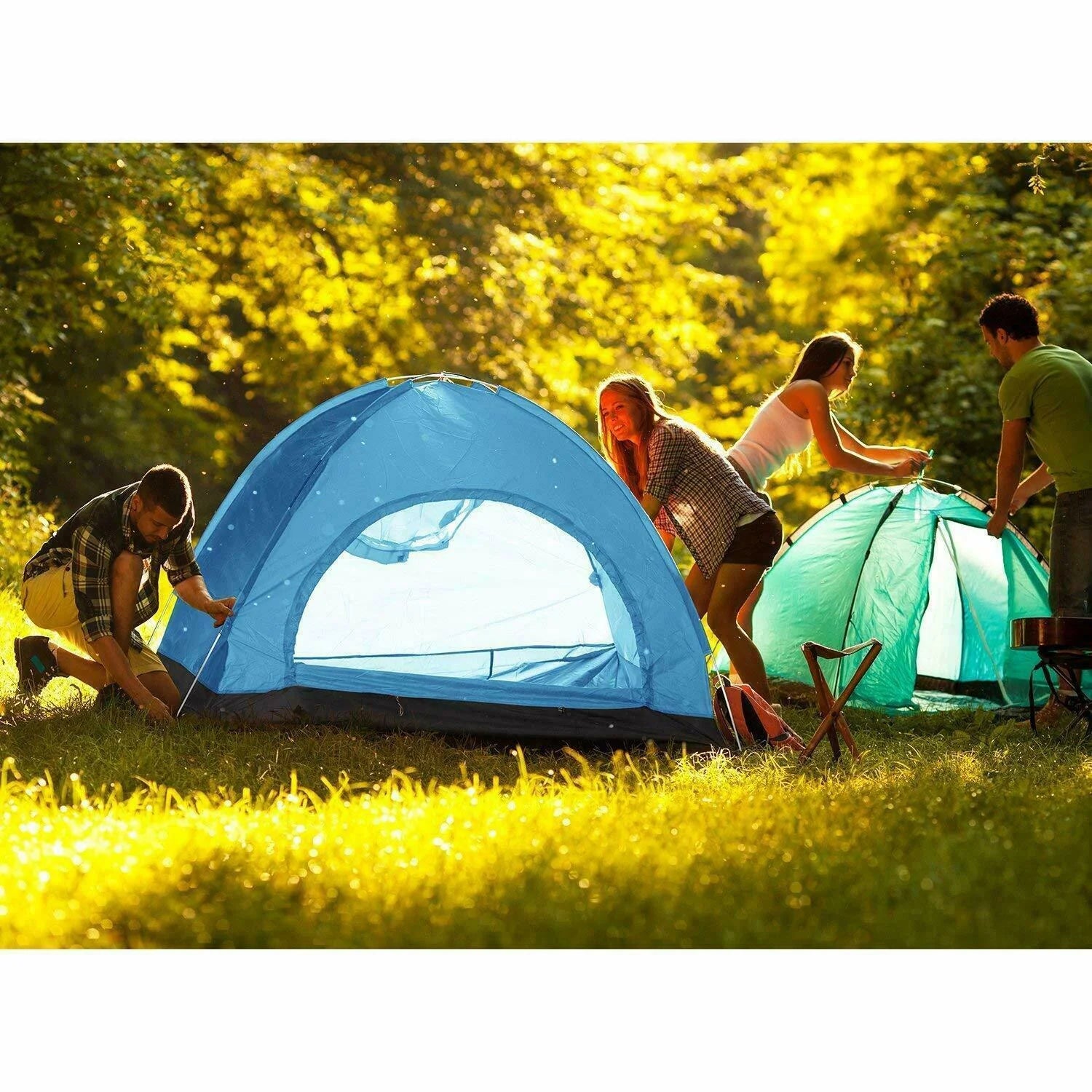 2 Person Instant Pop Up Camping Tent, 78 inch Blue D737610