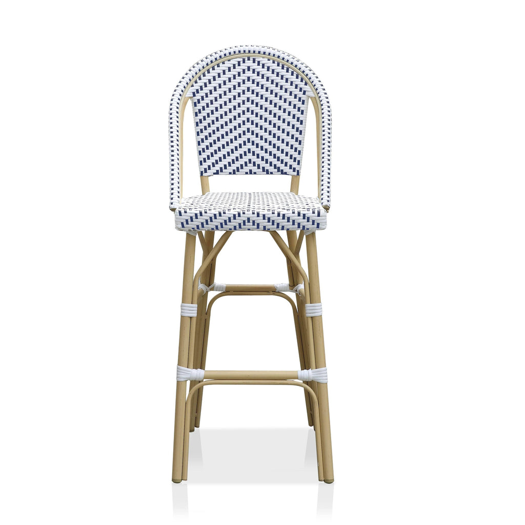 Navy & White Patio Bar Chairs (Set of 2) E965548