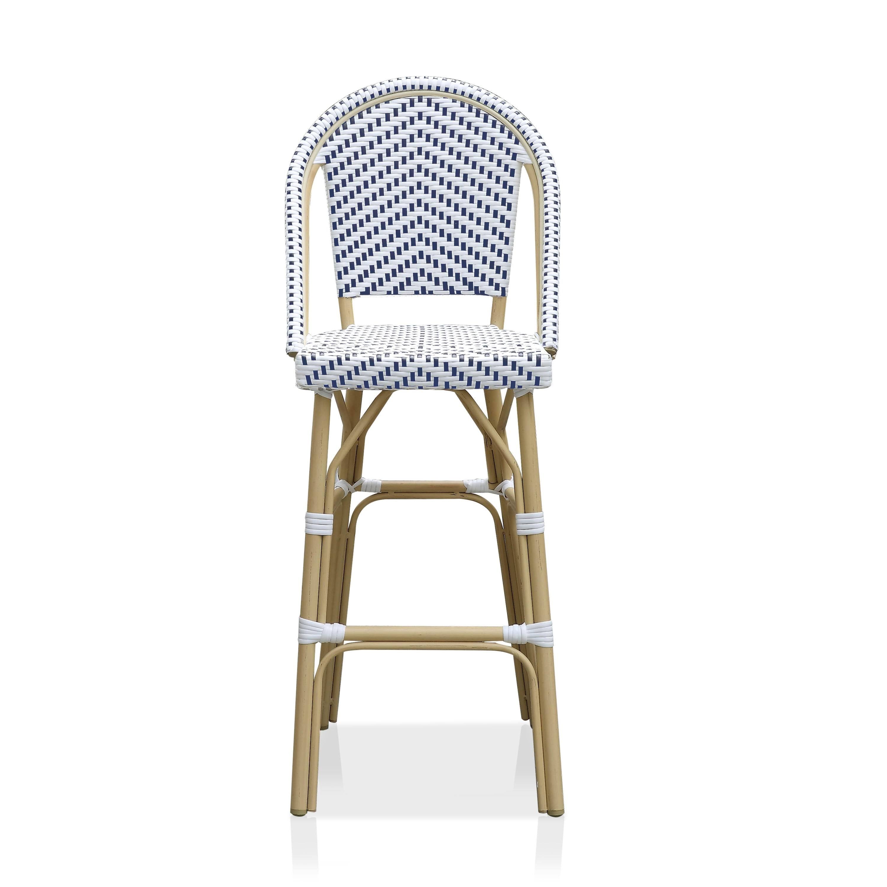 Navy & White Patio Bar Chairs (Set of 2) E965548