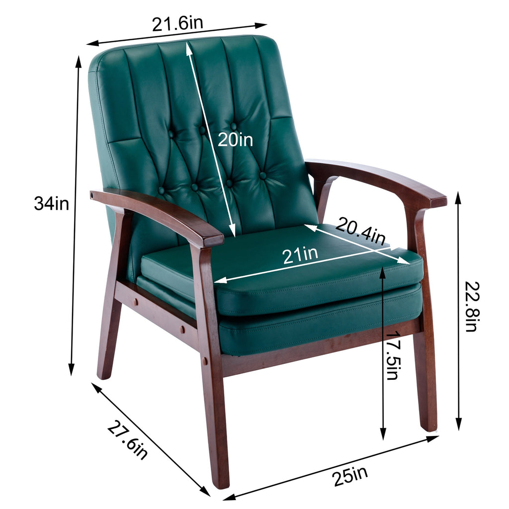 Green Fabric Single Armchair Sofa N367