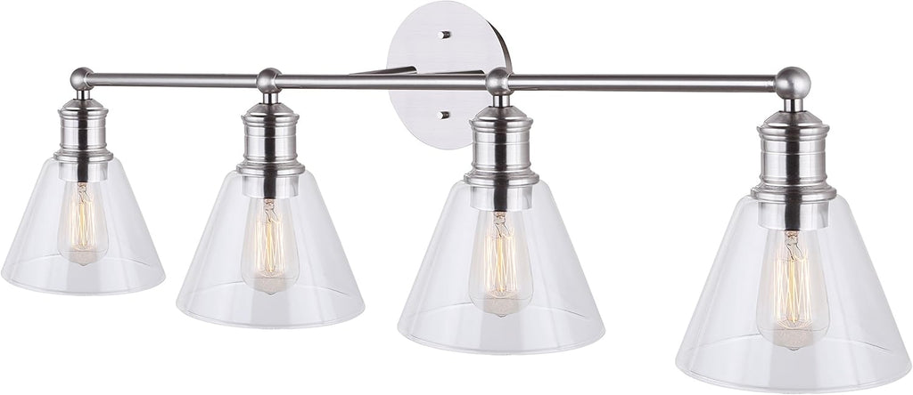 Brushed Nickel 4 Vanity Light with Clear Glass W82253