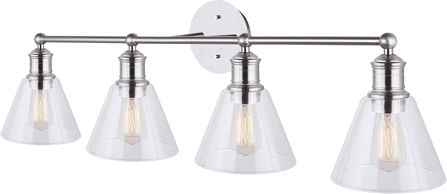 Brushed Nickel 4 Vanity Light with Clear Glass W82253
