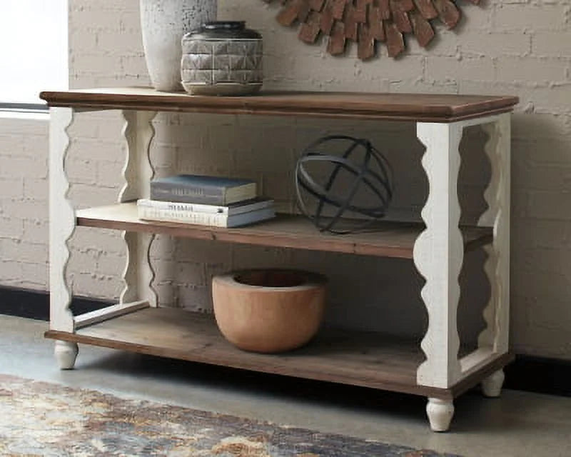 Antique White/Brown Sofa Console Table Q229999