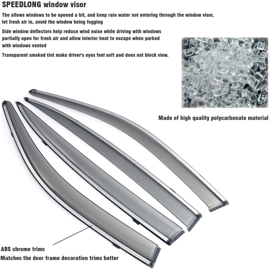 Car Window Visor Vent Shade Deflector Sun/Rain/Fog Guards V840589