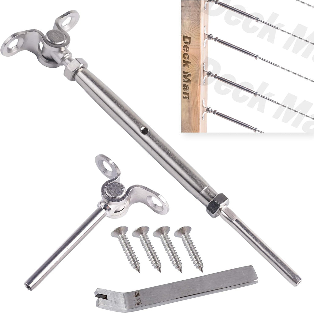 T316-Stainless Steel Adjustable Angle 1/8 Cable Railing Kit/Hardware for Wood Post (30 Pack) W71716