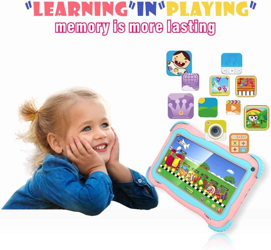 Pink 7 Kids Tablet with WiFi Dual Camera 1GB + 32GB Parental Control Pack of 2 S721