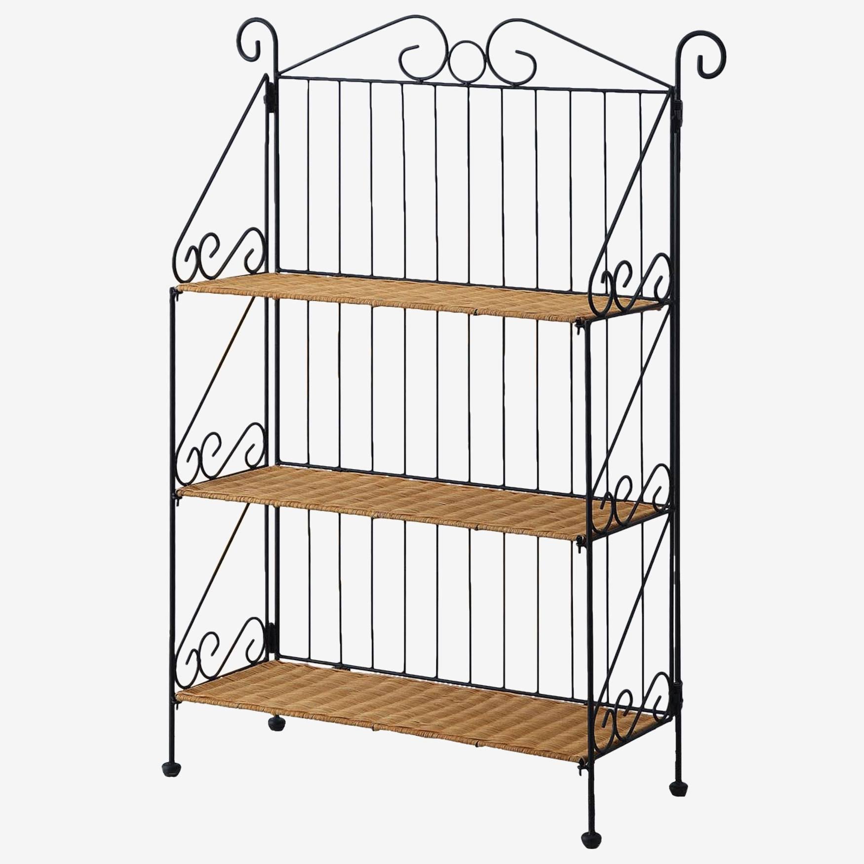 3 Tier Wicker Metal Bookcase E972696