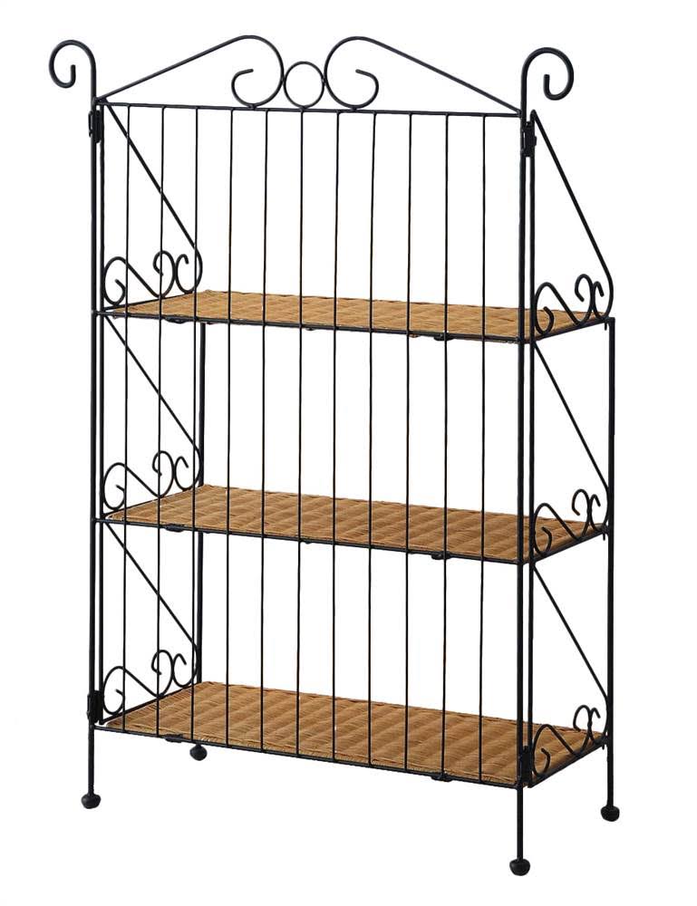 3 Tier Wicker Metal Bookcase E972696