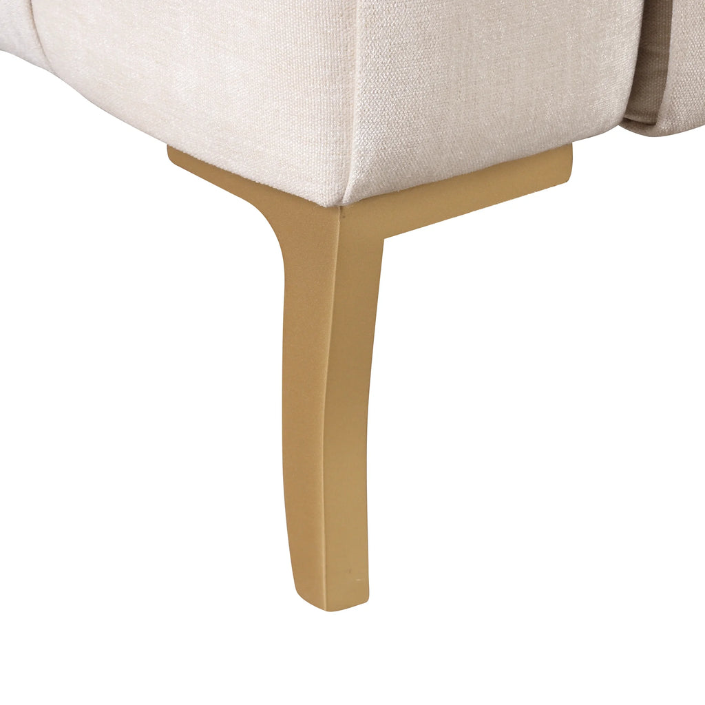 Beige Upholstered Sofa with 4 Pillows and Golden Metal Legs I350618