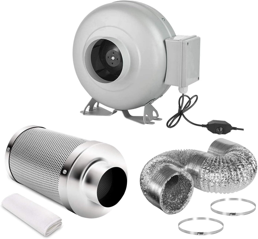 4 Inch 154 CFM Inline Ventilation Fan with Variable Speed Controller and 4” Air Carbon Filter 8 Feet Ducting Combo Set F503345