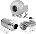 4 Inch 154 CFM Inline Ventilation Fan with Variable Speed Controller and 4” Air Carbon Filter 8 Feet Ducting Combo Set F503345