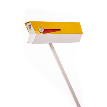 Mid-Century Modern Curbside Mailbox (Yellow/White) R793