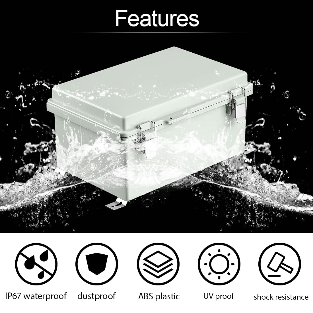 ABS Junction Box with Mounting Plate and Wall Bracket 11.4x7.5x5.5 inch T77576