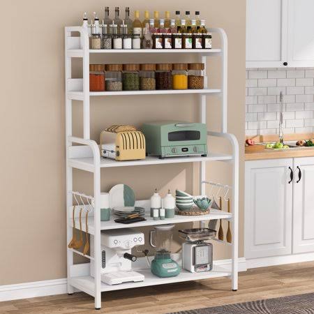 Industrial 5-Tier Utility Cart Storage Shelf with 6 Hooks S361171
