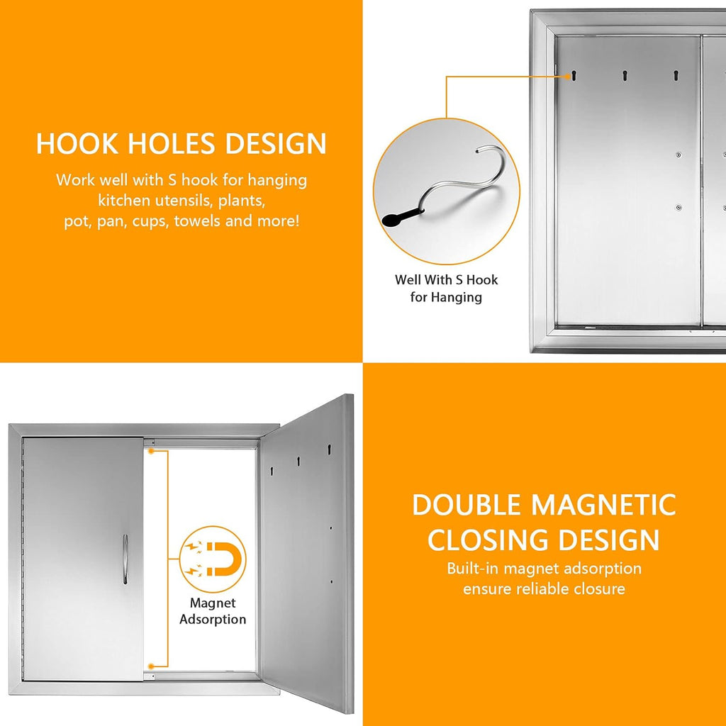 14W x 20H Inch Stainless Steel Outdoor BBQ Access Door R98432