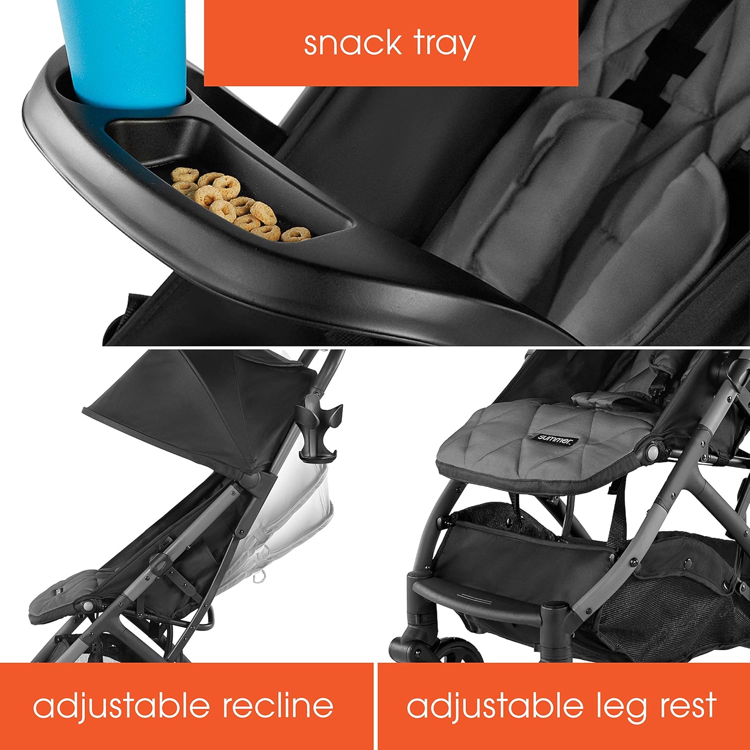 Compact Fold Stroller with One-Hand Fold and Reclining Seat E714
