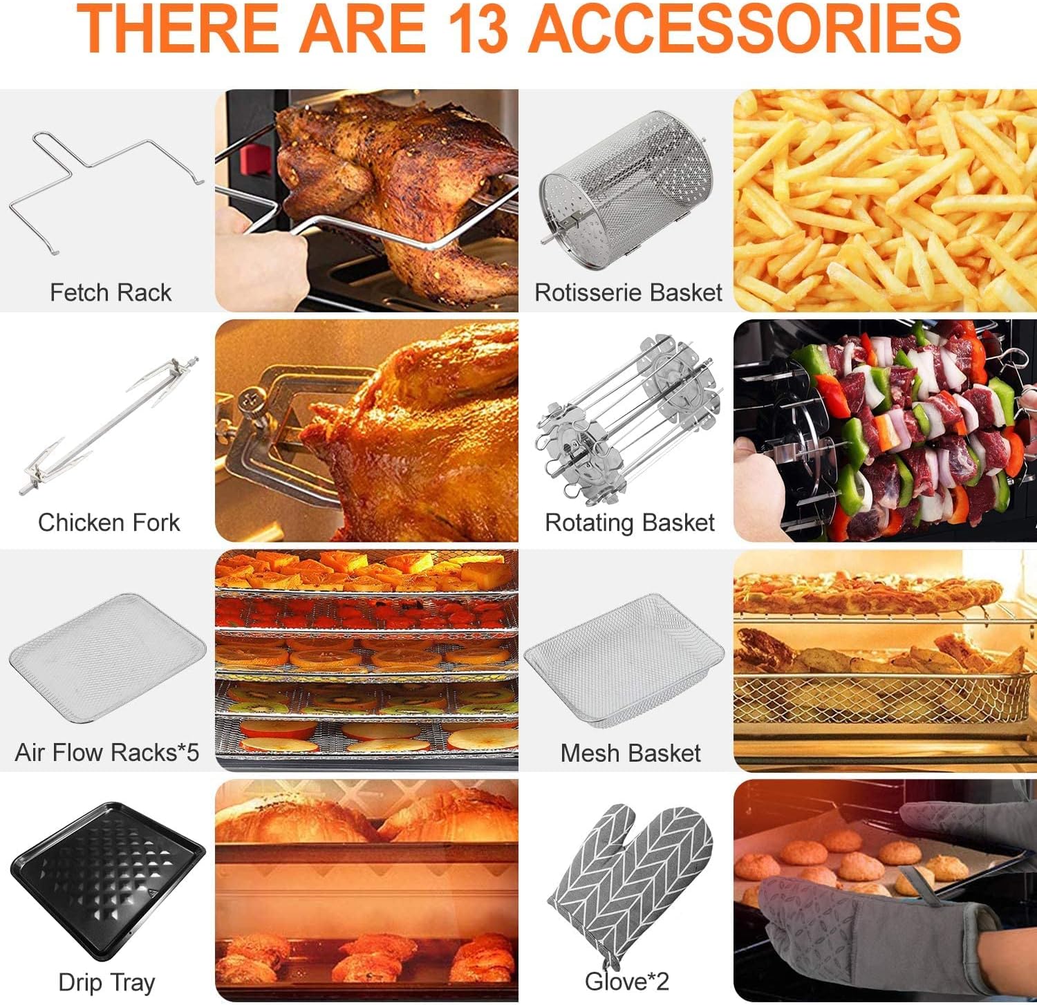 10-in-1 20 Quart Air Fryer Toaster Oven Combo with Rotisserie Dehydrator I63835