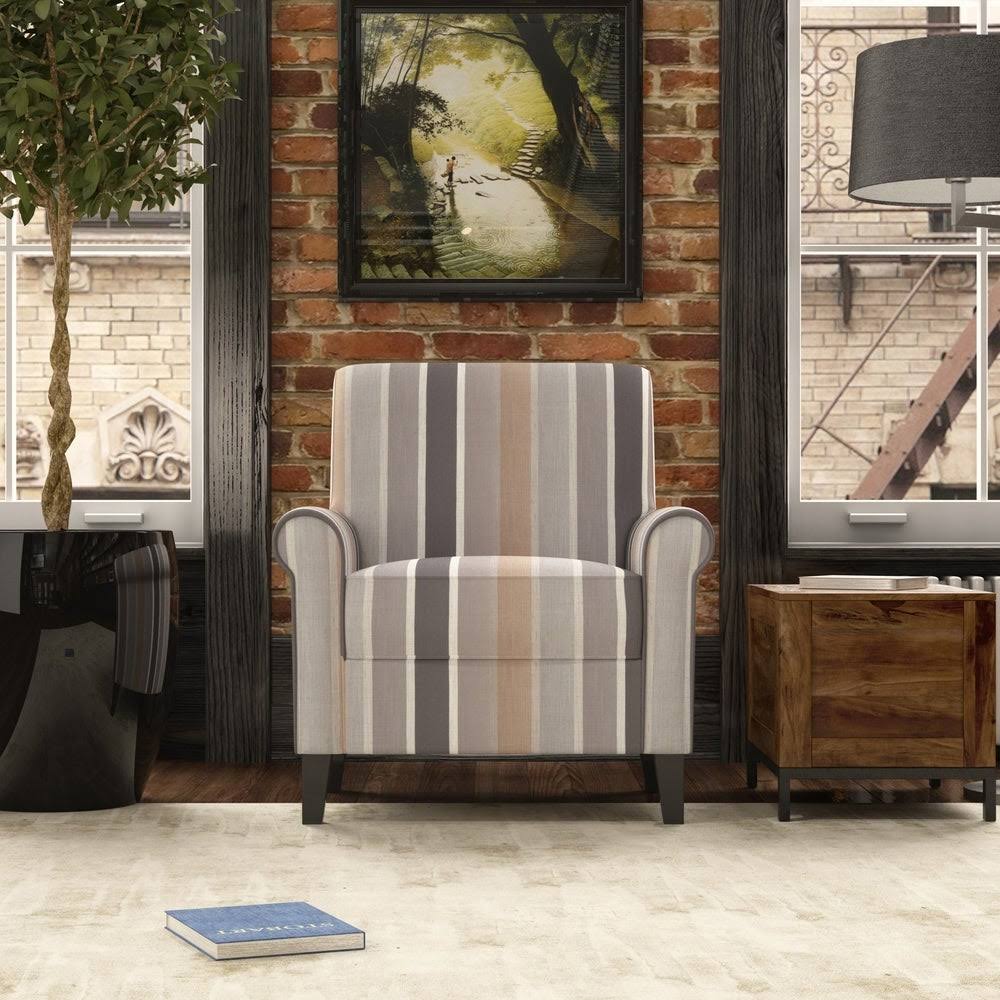 Muted Multi Stripe Rolled Arm Chair Y3808
