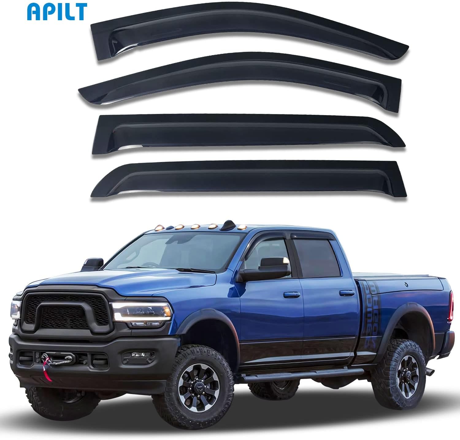 Dark Smoke 4-Piece Tape-On Side Window Deflectors V136