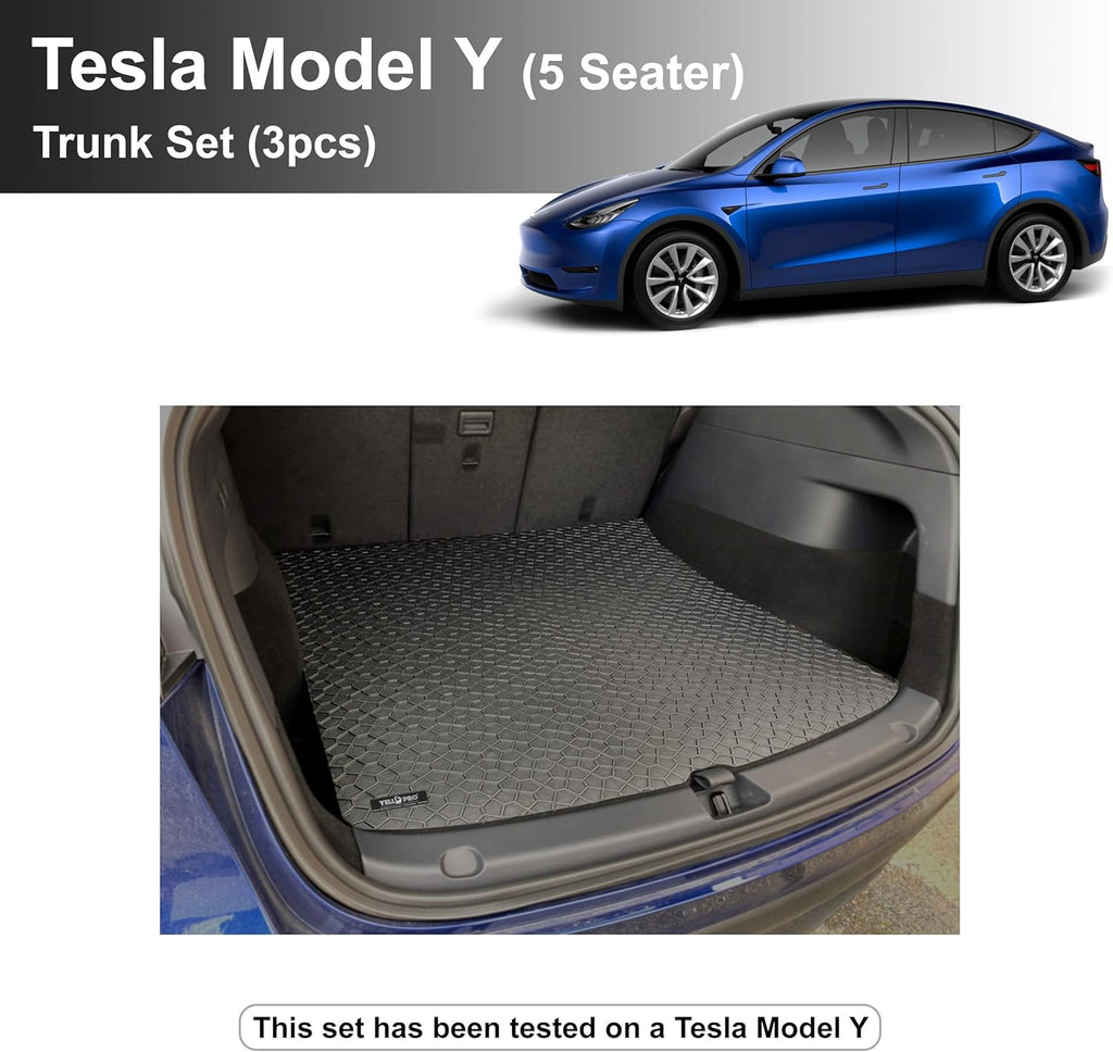 Black Rubber Cargo Floor Mat for Tesla Model Y 5 Seater H102