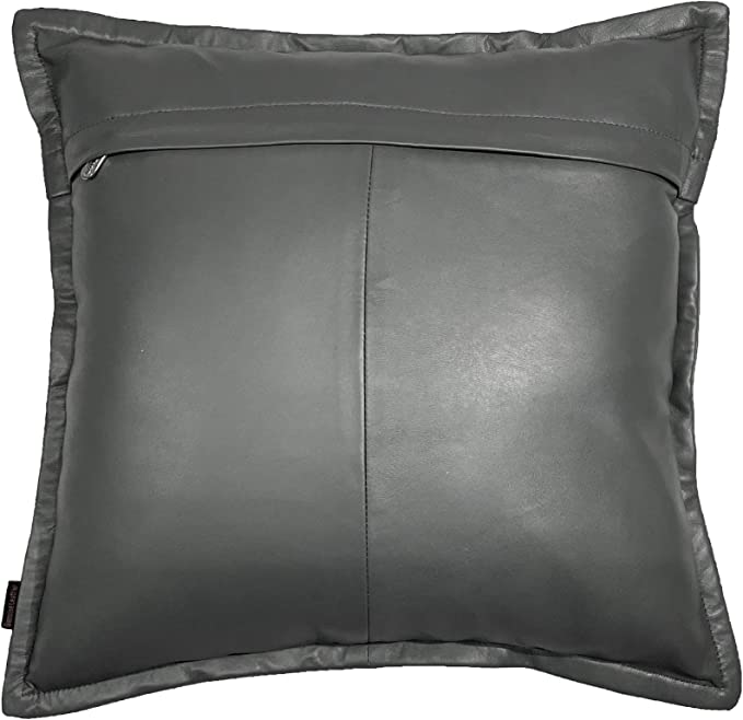Genuine Leather Pillow Cover Gray Set of 2 14x14 inch J66681