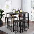 Espresso 5 Piece Counter Height Dining Set with 3-Tier Storage Shelf Y260
