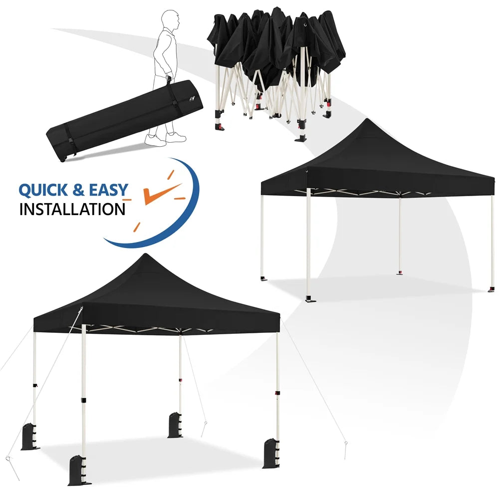 Black Pop-up Canopy with Roller Bag and Sandbags X30589