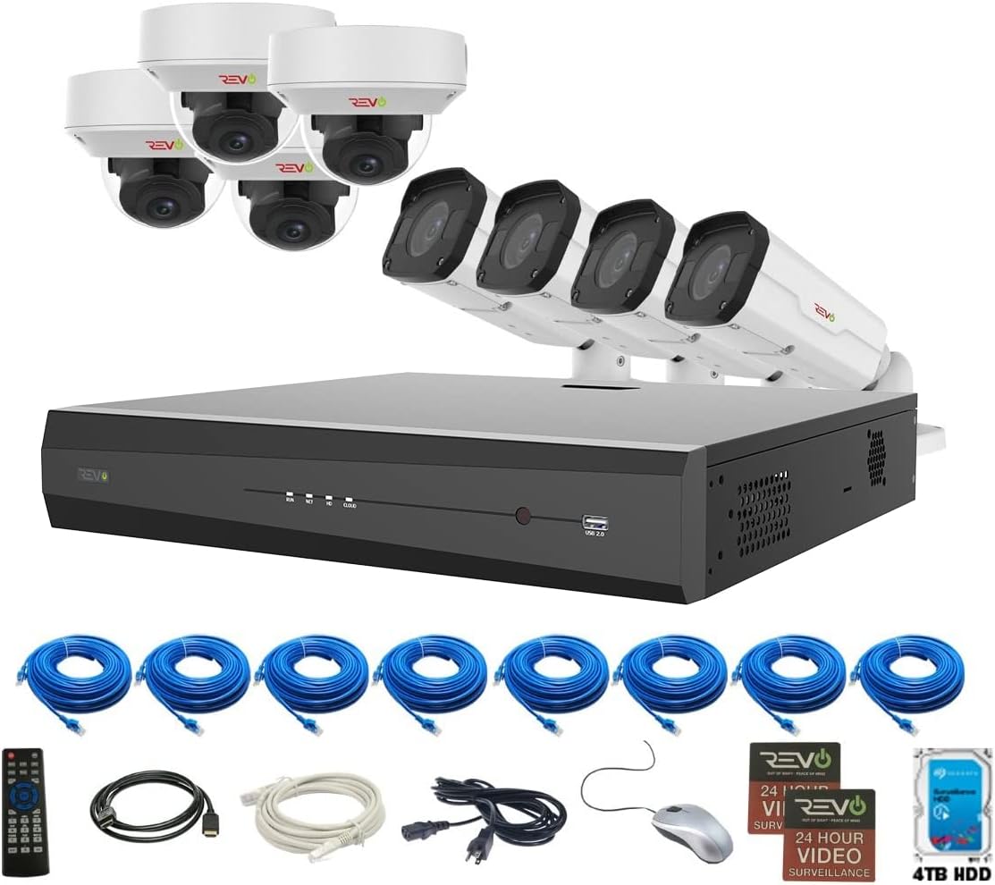 16Ch 4TB HDD IP NVR Video Surveillance System with 12x 4MP Bullet Camera and 4x 4MP Turret Cameras J535441